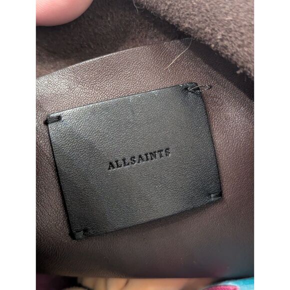 AllSaints Junai Leather Tote Crossbody Bag Brown Studded Studs Shoulder Hobo - Picture 3 of 9